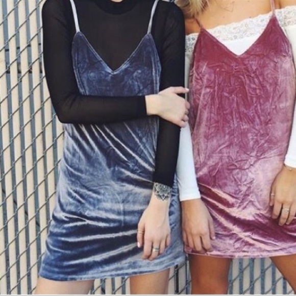 Seek the label Dresses & Skirts - Seek the Label gray velvet mini slip dress size M
